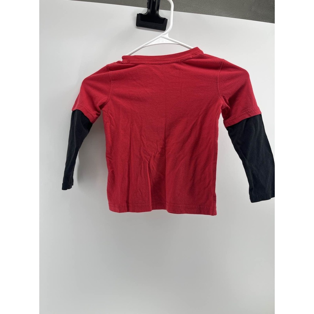 Disney Mickey Mouse Red‎ Black Long Sleeve Shirt 3T Toddler Boy - Picture 3 of 3